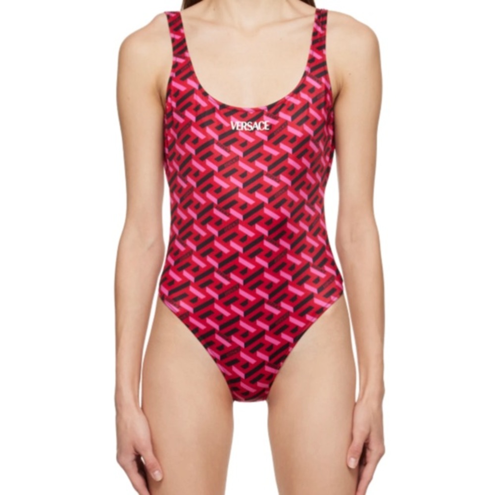Brand New Authentic Versace Red ‘La Greca’ Swimsuit